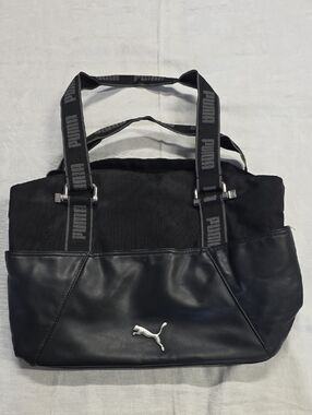 Puma Black & Grey Logo Shoulder Tote